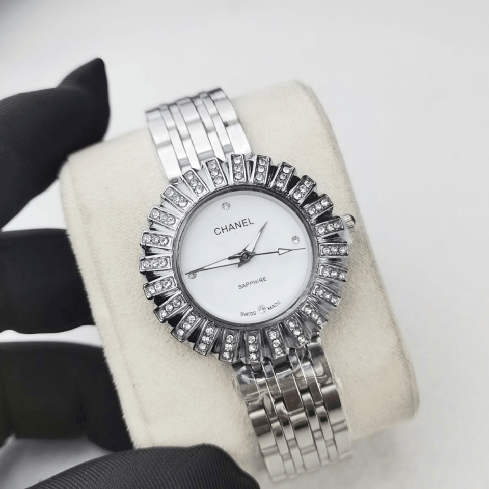 Chanel Sapphire Diamond Watch White Dial view 2