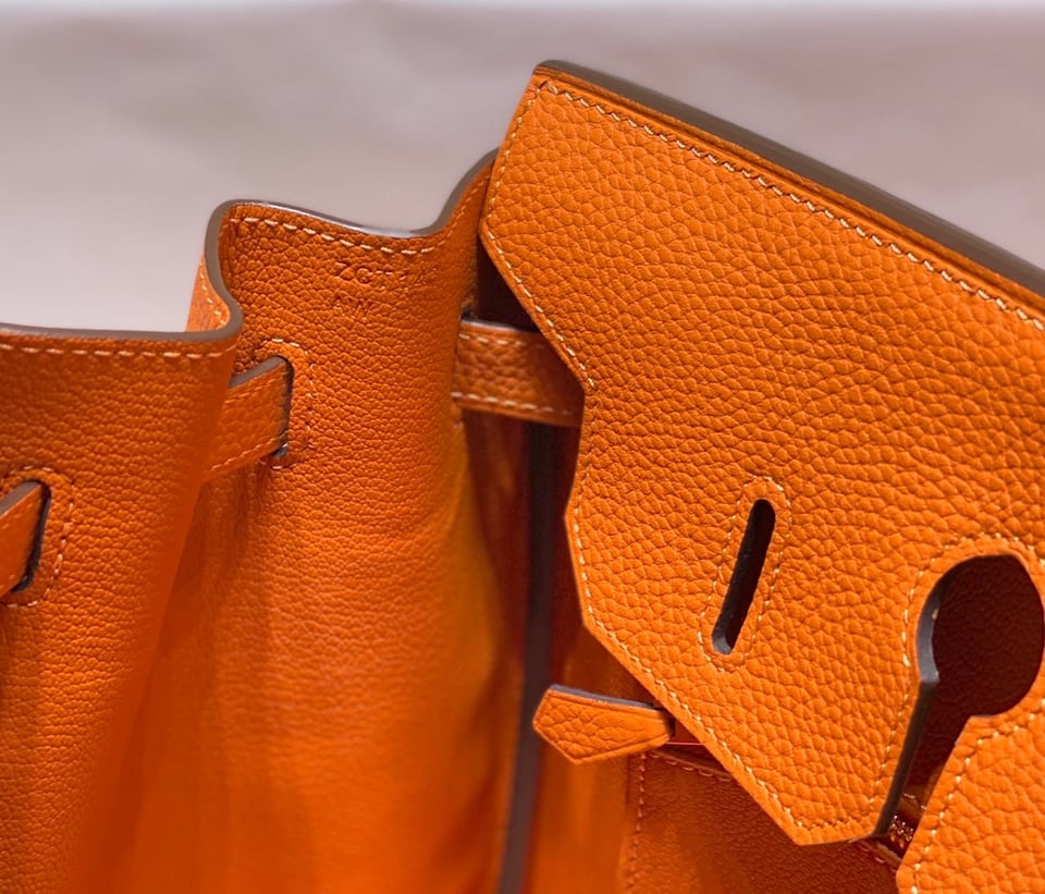 Hermes Birkin 35Cm Orange Togo Leather Gold Hardware view 9