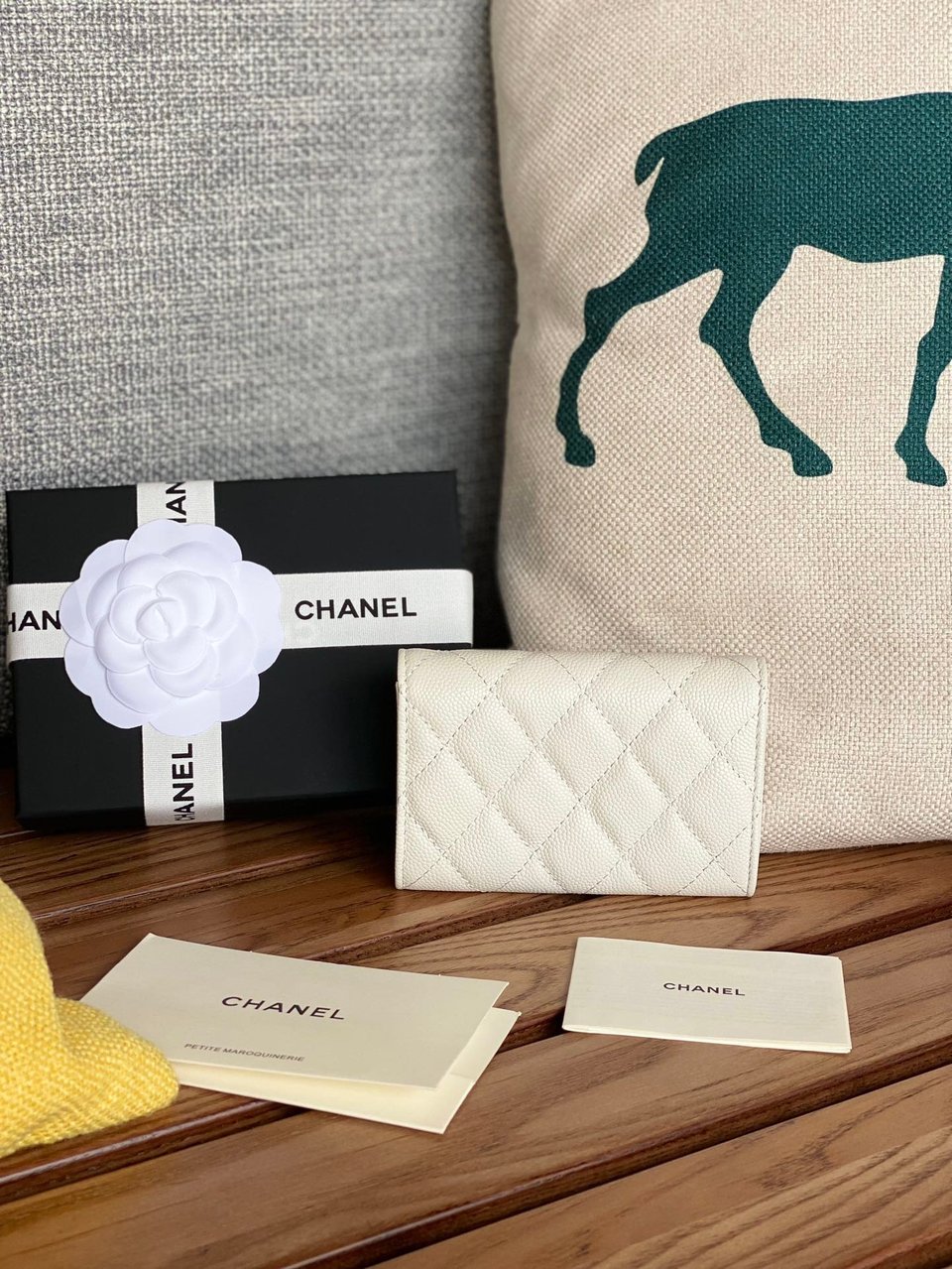 Chanel Small Wallet 11Cm White Caviar Light Gold Hardware view 8