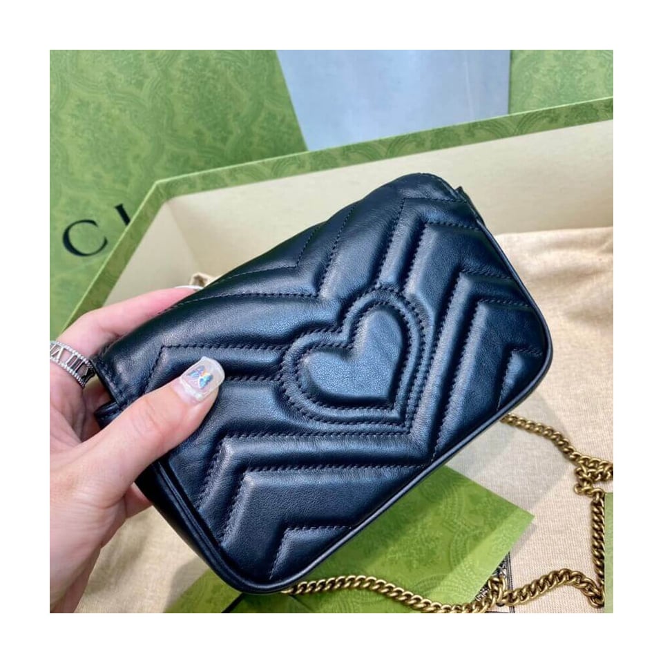 Gucci GG Marmont Matelasse Chevron Leather Super Mini Bag Black view 8