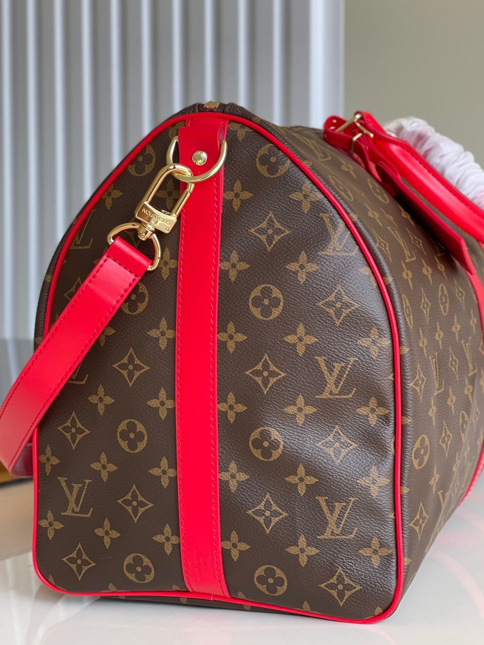 Louis Vuitton Keepall Bandouliere 50 Monogram Canvas Red 50cm LV M44740 view 6