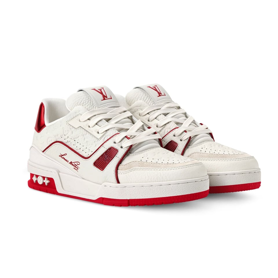 Louis Vuitton Trainer Red Monogram Debossed Calf Leather 1AKCOX
