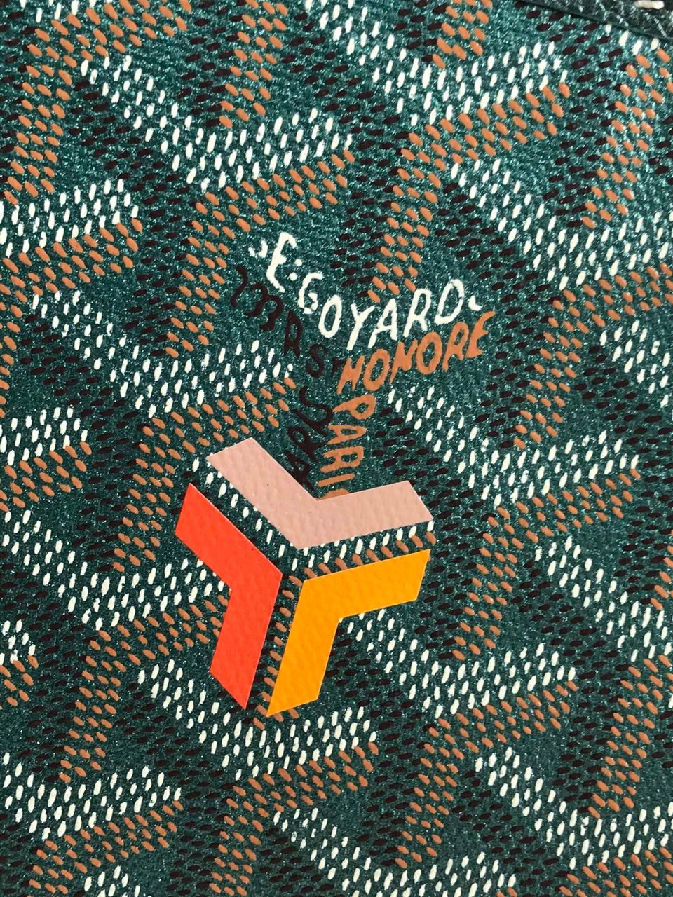 Goyard Saint Louis Pm Bag 34Cm Green Canvas Chevroches Calfskin view 4