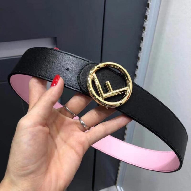 Fendi Reversible 40mm Round Buckle Belt 8C0579 Black / Pink view 7