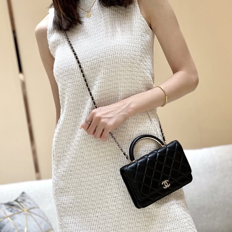 Chanel Wallet On Chain Top Handle Lambskin WOC view 3