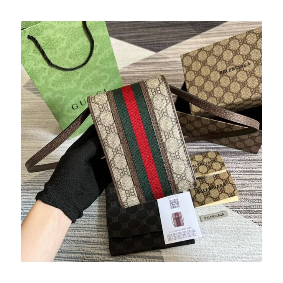 Balenciaga x Gucci Hacker Phone Bag Coffee view 3