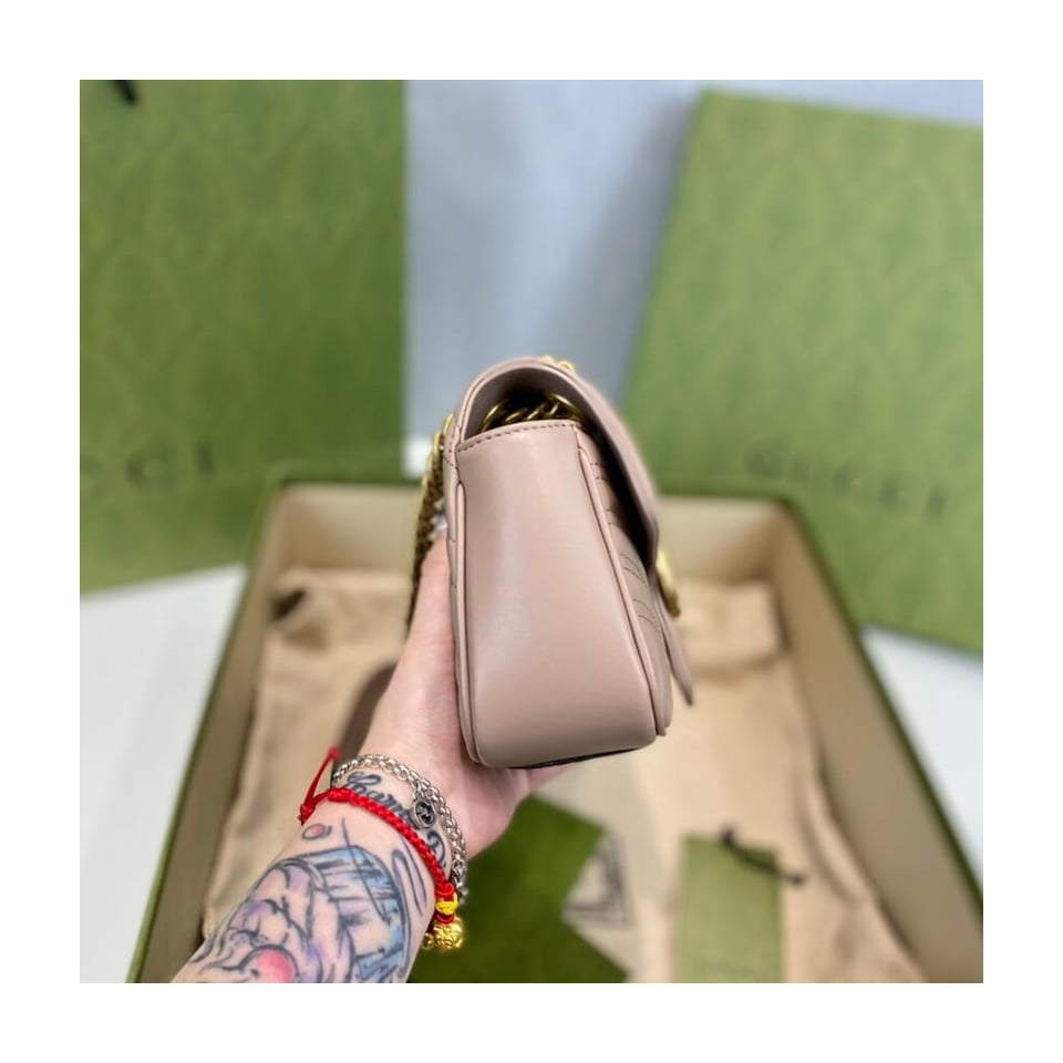 Gucci GG Marmont Matelasse Chevron Leather Mini Bag Nude Pink view 13