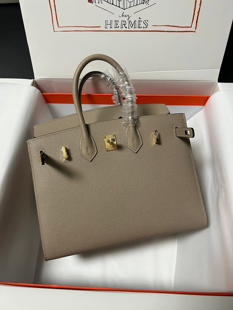 Hermes Birkin Sellier Etoupe Grey Epsom Leather Gold Hardware view 10