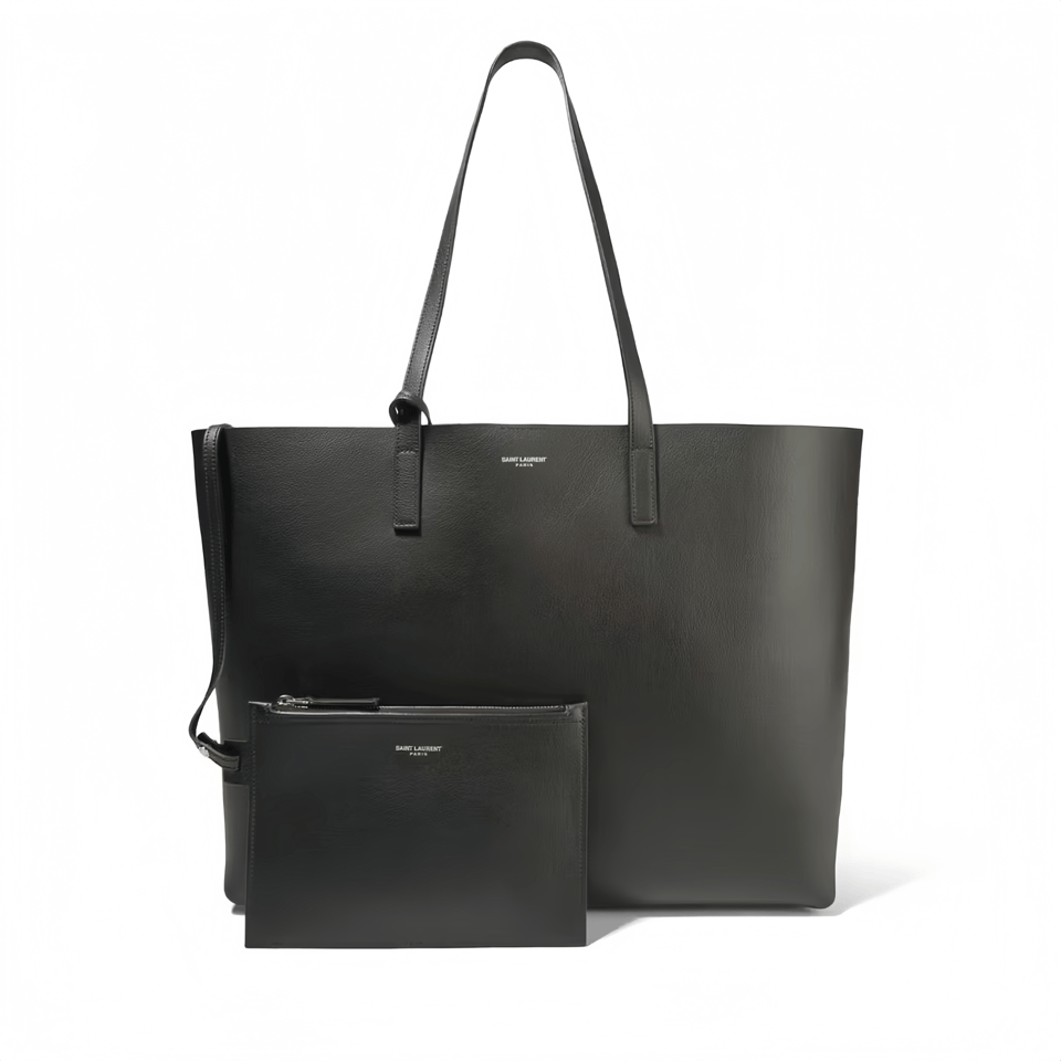 Saint Laurent Shopping Tote Black Leather 33Cm view 2