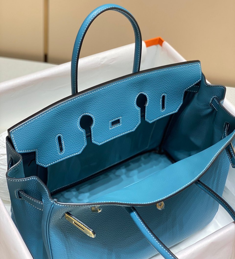 Hermes Birkin 35Cm Bag Cerulean Togo Gold Hardware view 7