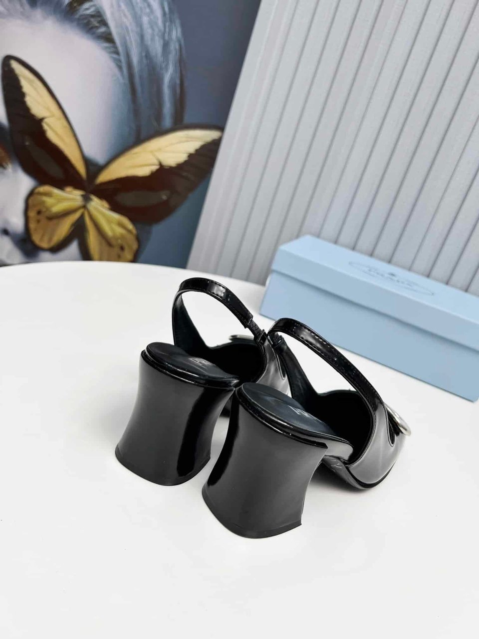 Prada Leather Slingback Pumps Black view 9