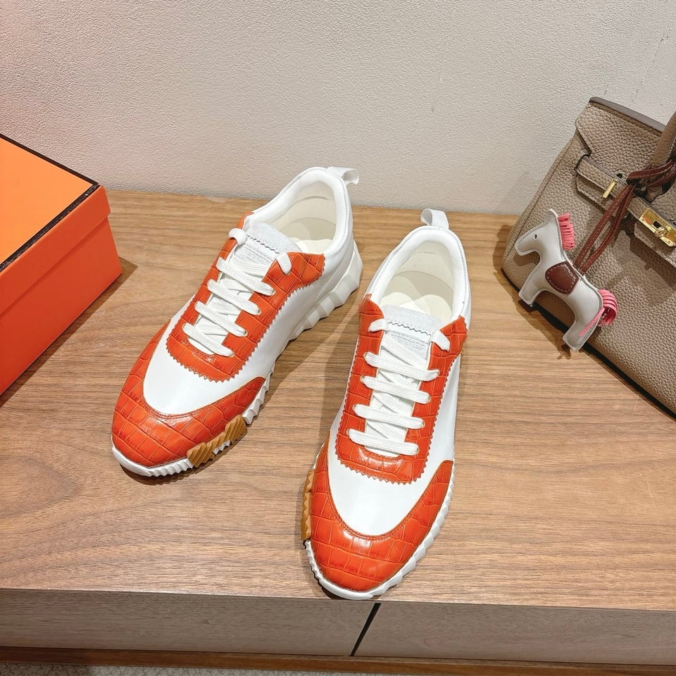 Hermès Day Sneaker White/Orange- Shoes for Men view 7