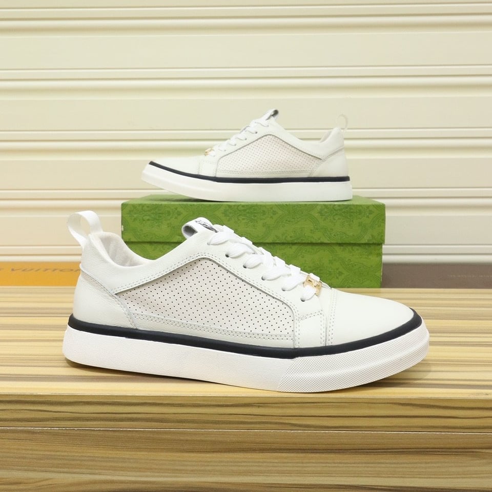 Gucci Men?S Platform Sneakers Leather White With Black Edge view 3