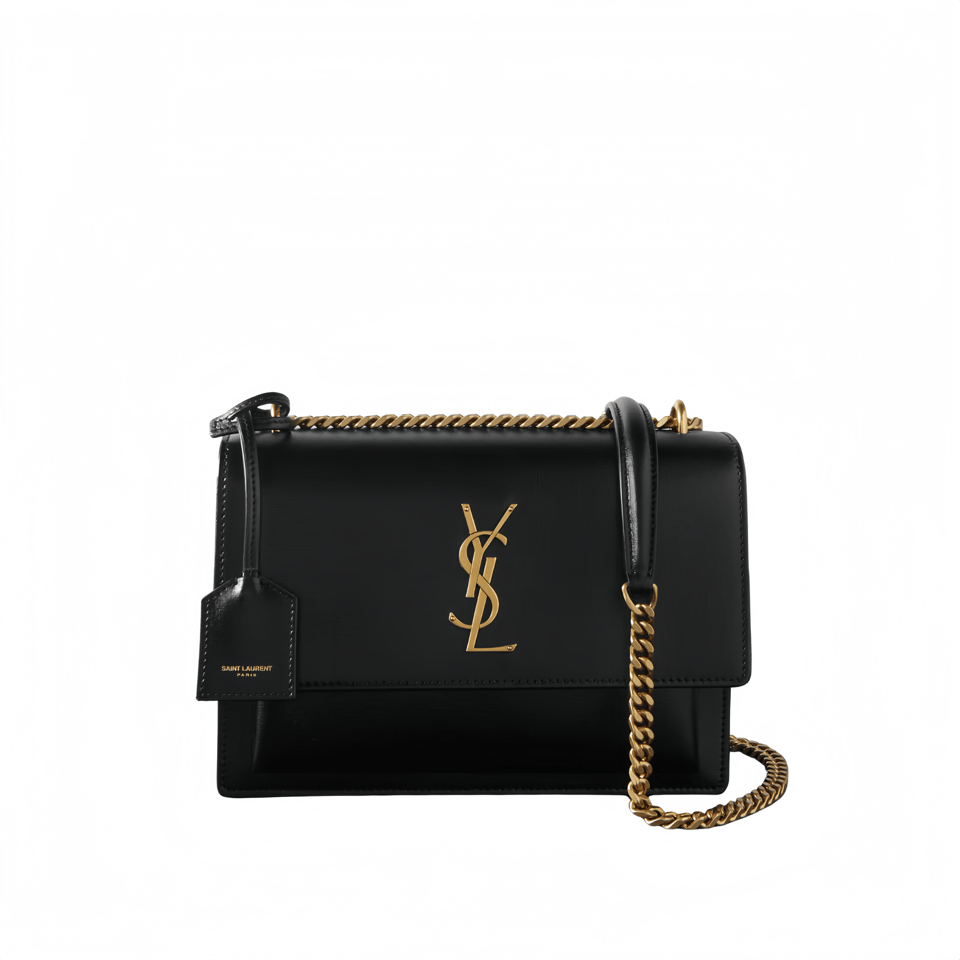 Saint Laurent Sunset Smooth Leather Shoulder Bag Black 23Cm view 2