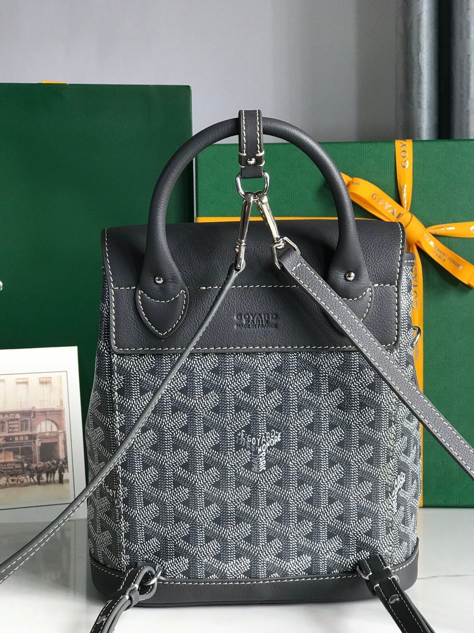 Goyard Alpin Mini Backpack 21 Cm Gray Lambskin And Goyardine Canvas view 5