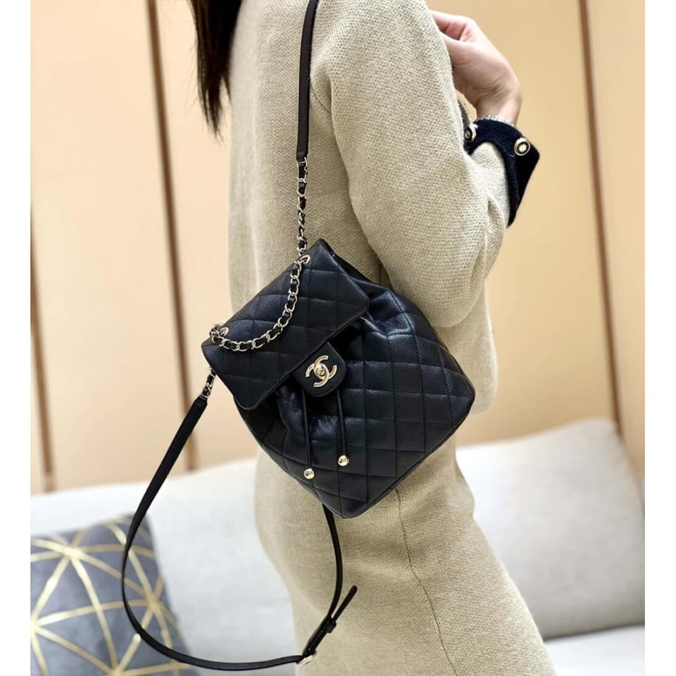 Chanel Small Backpack Grained Calfskin view 4