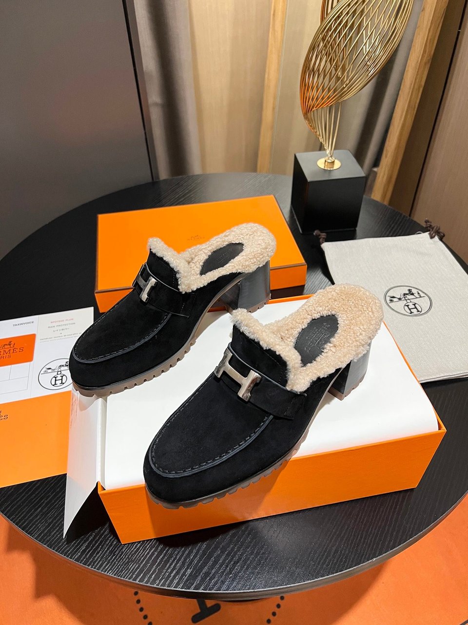 Hermes Flore 60 Mule Black view 6