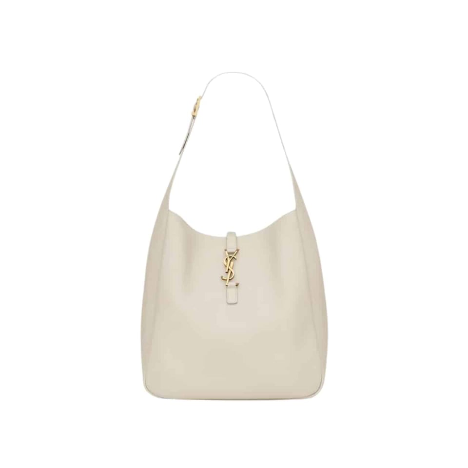 Saint Laurent Le 5 A 7 Supple Large In Grained Leather White 31Cm