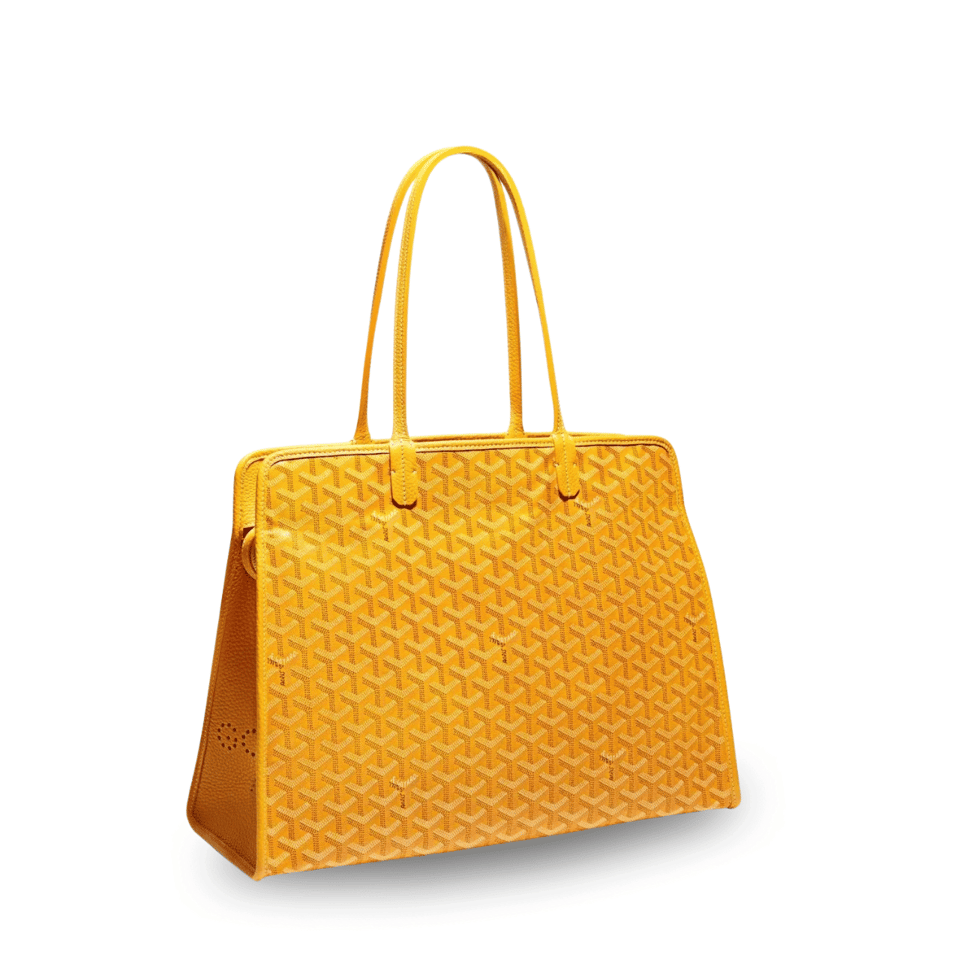 Goyard Hardy Pm Bag 40 Cm Yellow Goyardine Canvas And Taurillon Leather Trim view 2