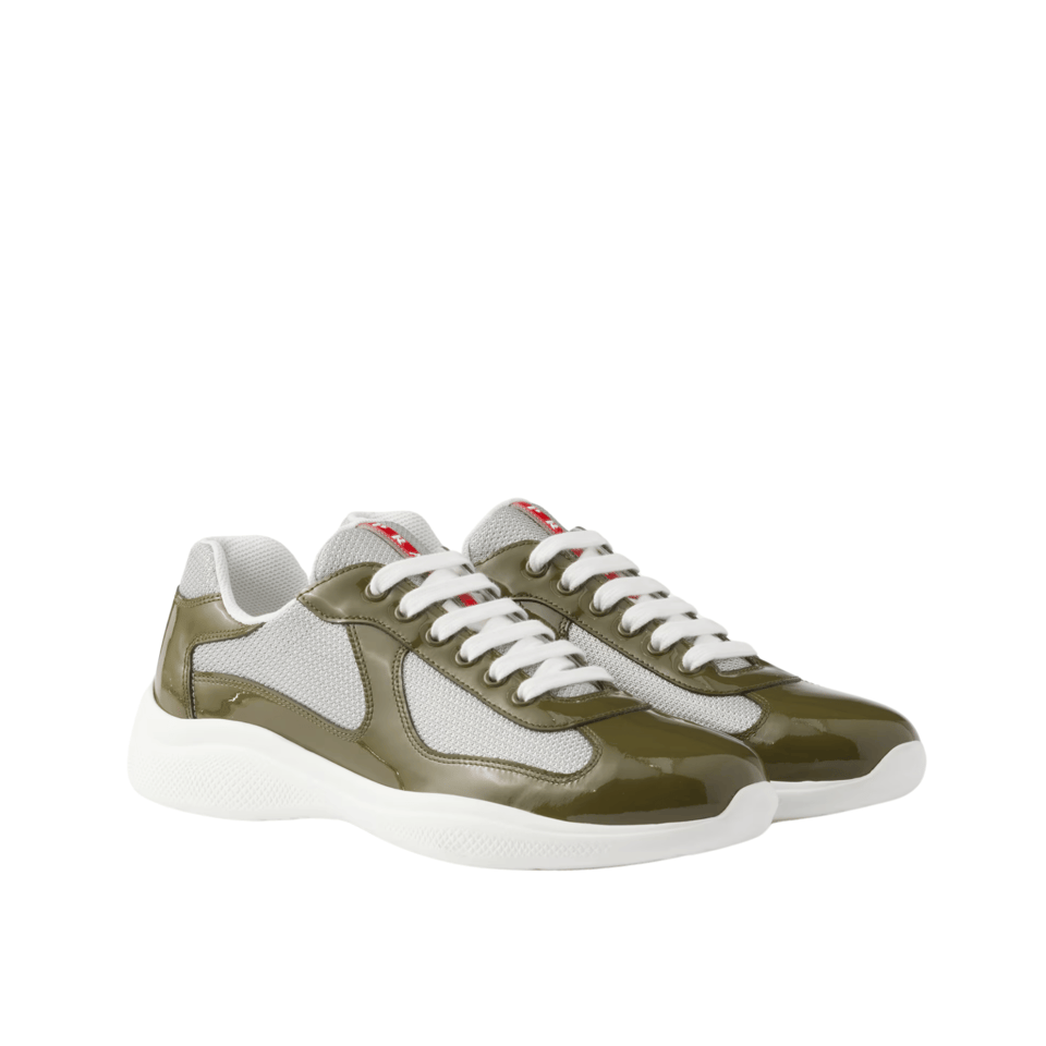 Prada Patent Leather And Technical Fabric Cup Sneakers view 2