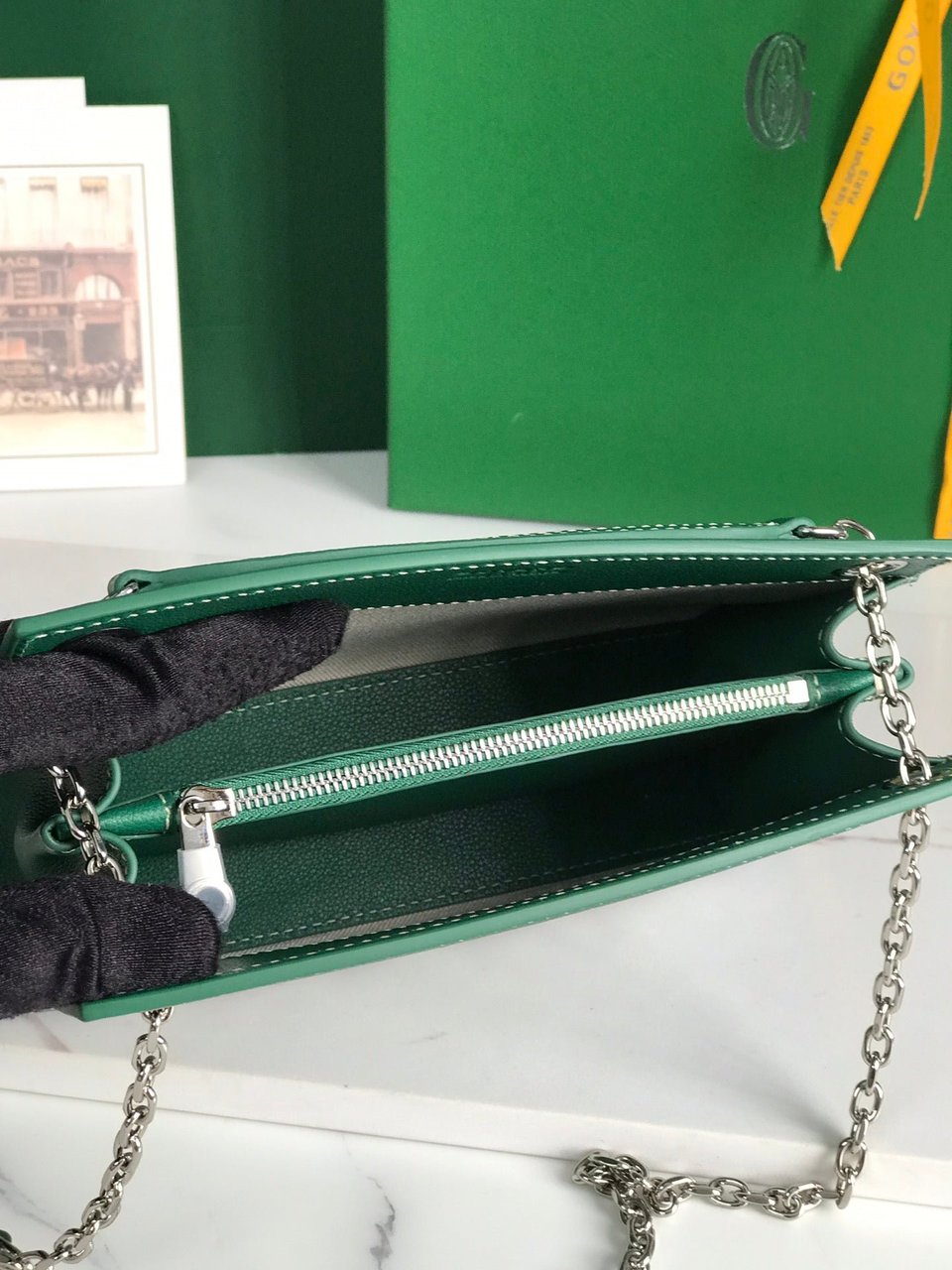 Goyard Rouette Structuré Mini Bag 21 Cm Green Goyardine Canvas And Calfskin view 3