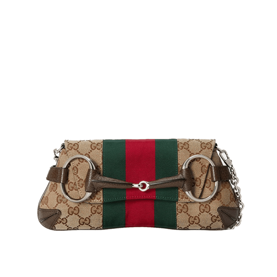 Gucci Horsebit Chain Small Shoulder Bag Beige Blue 27cm/10.6in view 2