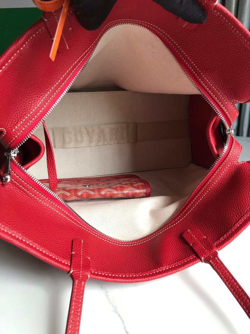 Goyard Hardy Pm Bag 40 Cm Red Goyardine Canvas And Taurillon Leather Trim view 10