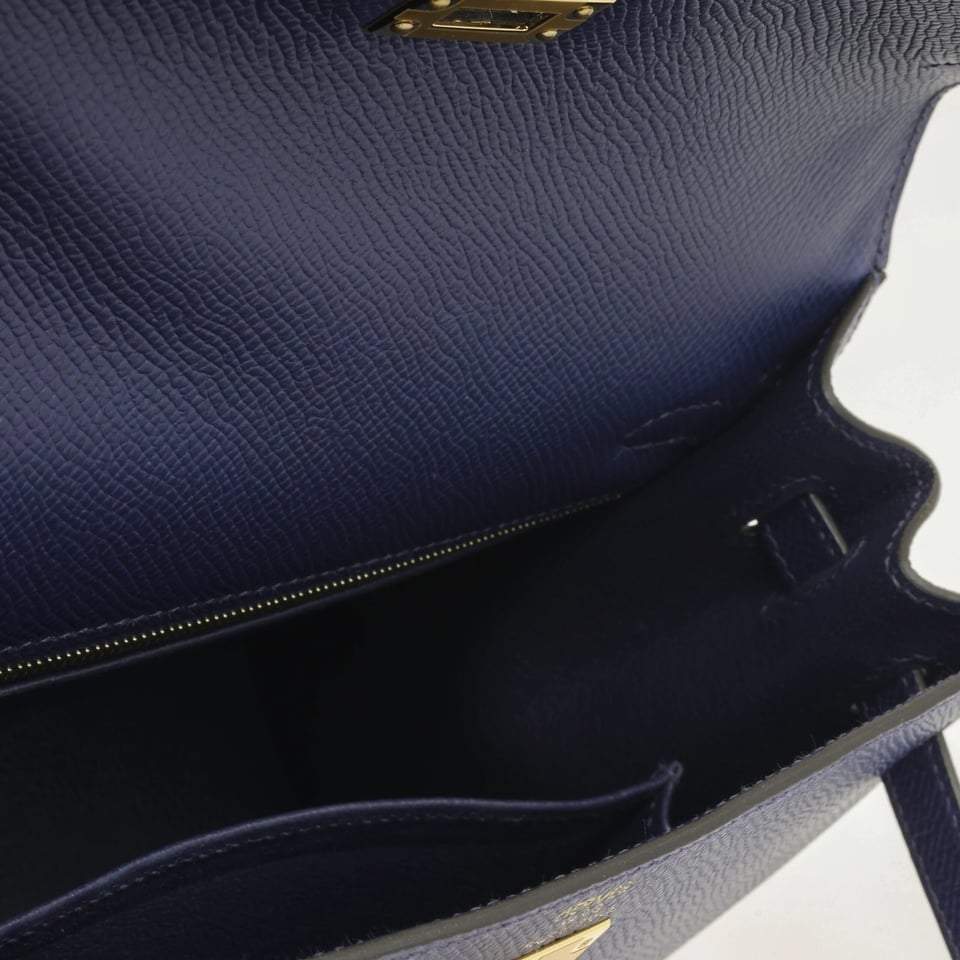 Hermes Kelly 25 Bag In Golden Bleu Navy Epsom Leather For Women 25cm/10in view 6
