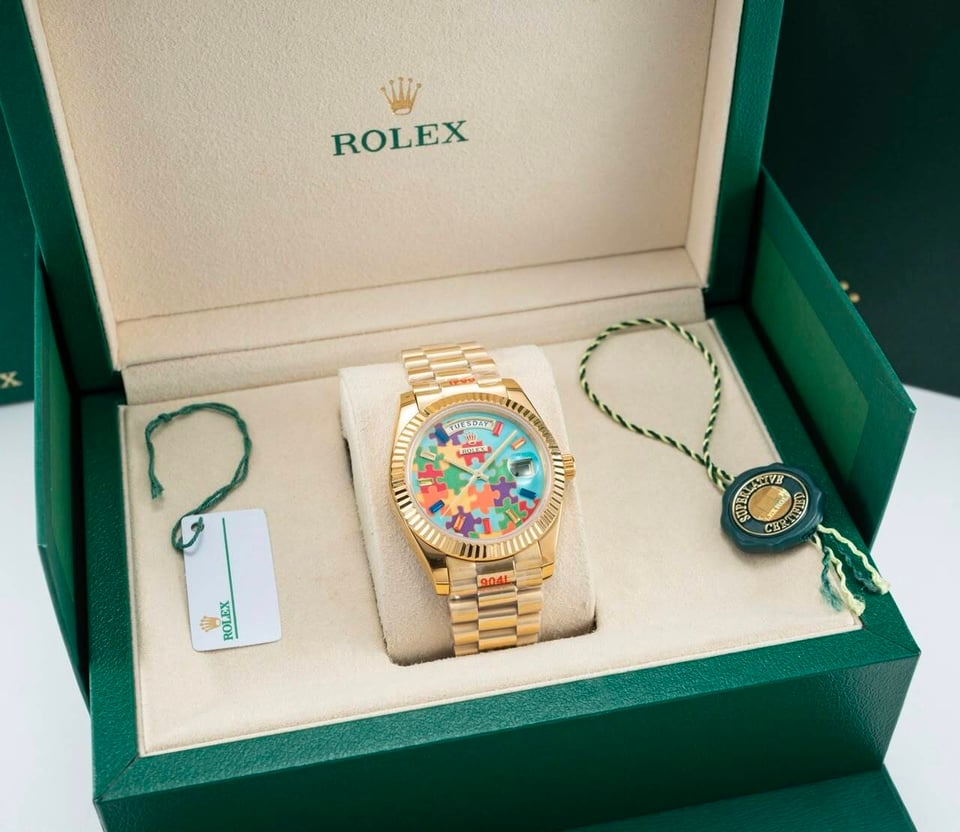 [Superclone] Rolex Day-Date 36mm Rainbow Sapphire &amp; Puzzle Dial President 128238 view 2