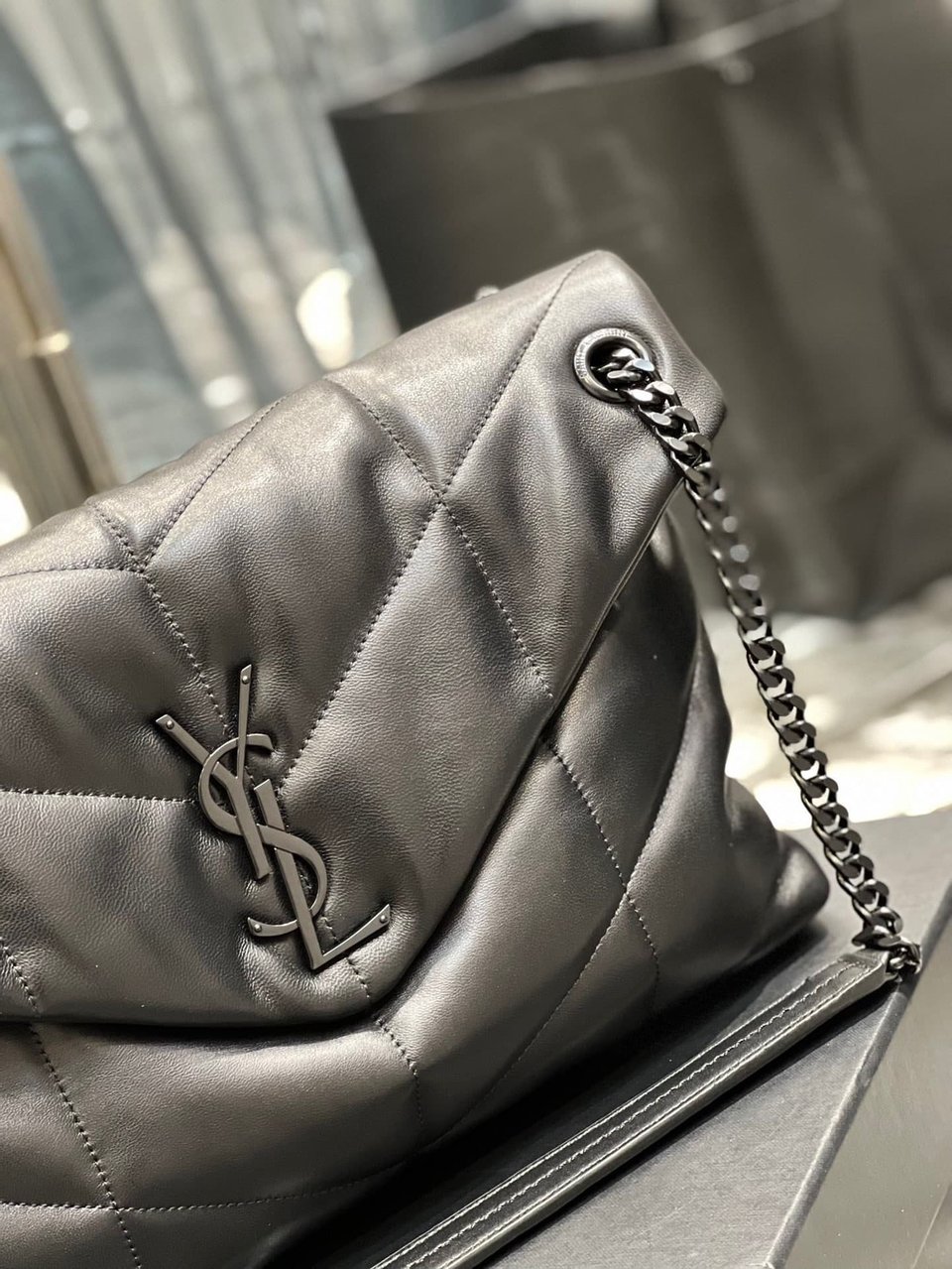 Saint Laurent Puffer Medium Chain Bag In Quilted view 10