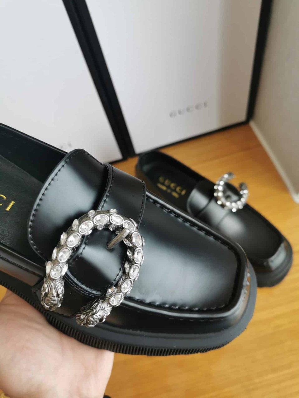 Gucci Women?S Leather Loafers With G Black view 7