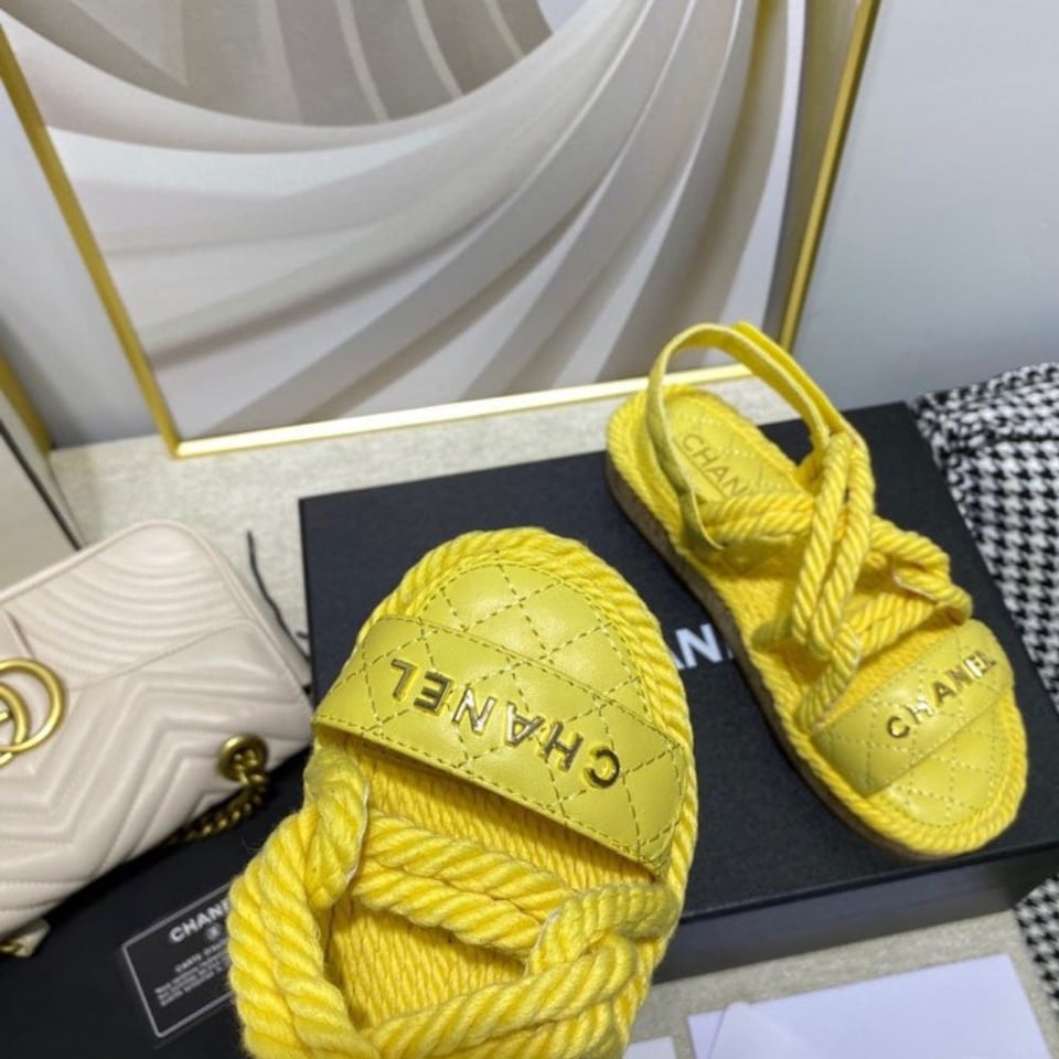 Chanel Rope Sandals Strap Yellow view 7