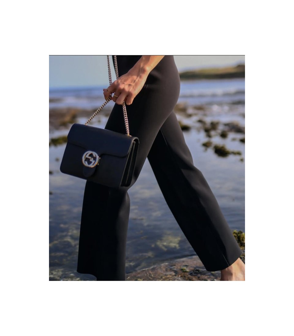 Gucci Interlocking G Chain Crossbody Black Leather 25cm view 9