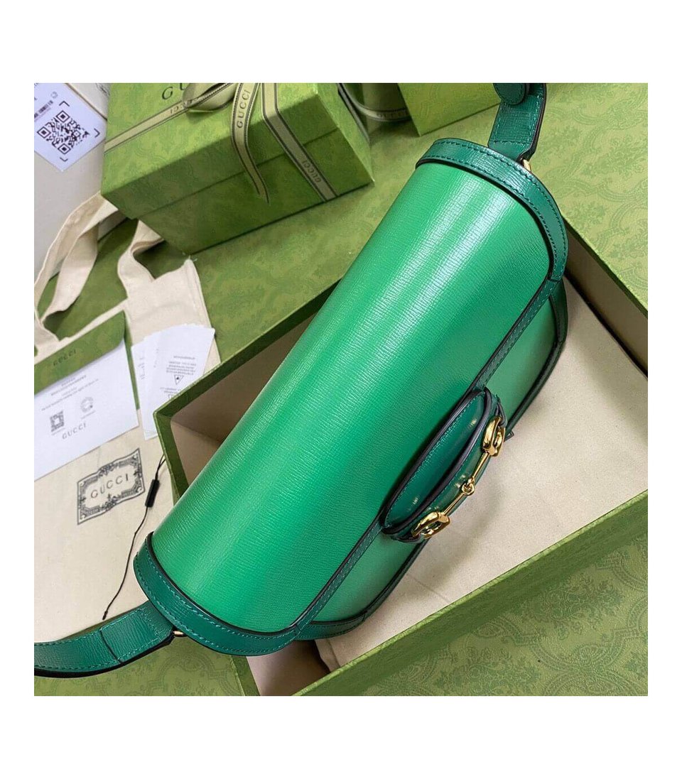 Gucci Horsebit 1955 Small Shoulder Bag Green Leather view 8