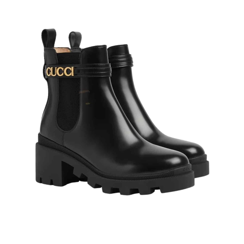 Gucci Mid Heel Boot With Logo Black? 734909 Aabk6 1000 view 2