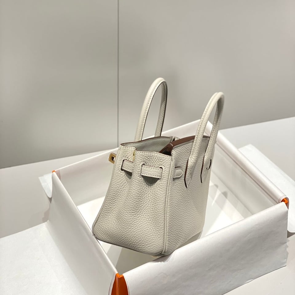 Hermes Birkin 20Cm Pearl Gray Togo Leather Gold Hardware view 5