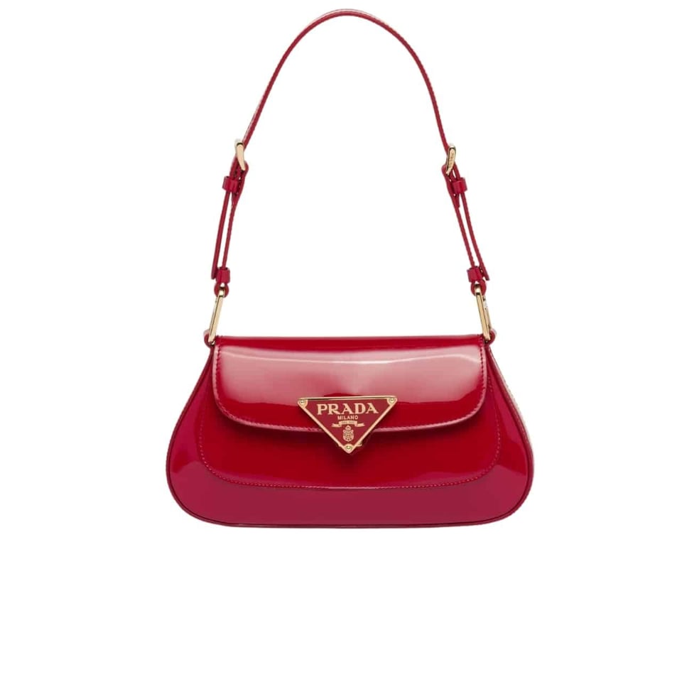 Prada Patent Leather Shoulder Bag In Cherry Red 25Cm view 2