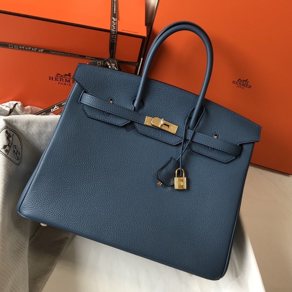 Hermes Birkin 35Cm Dark Blue Togo Leather Gold Hardware view 2