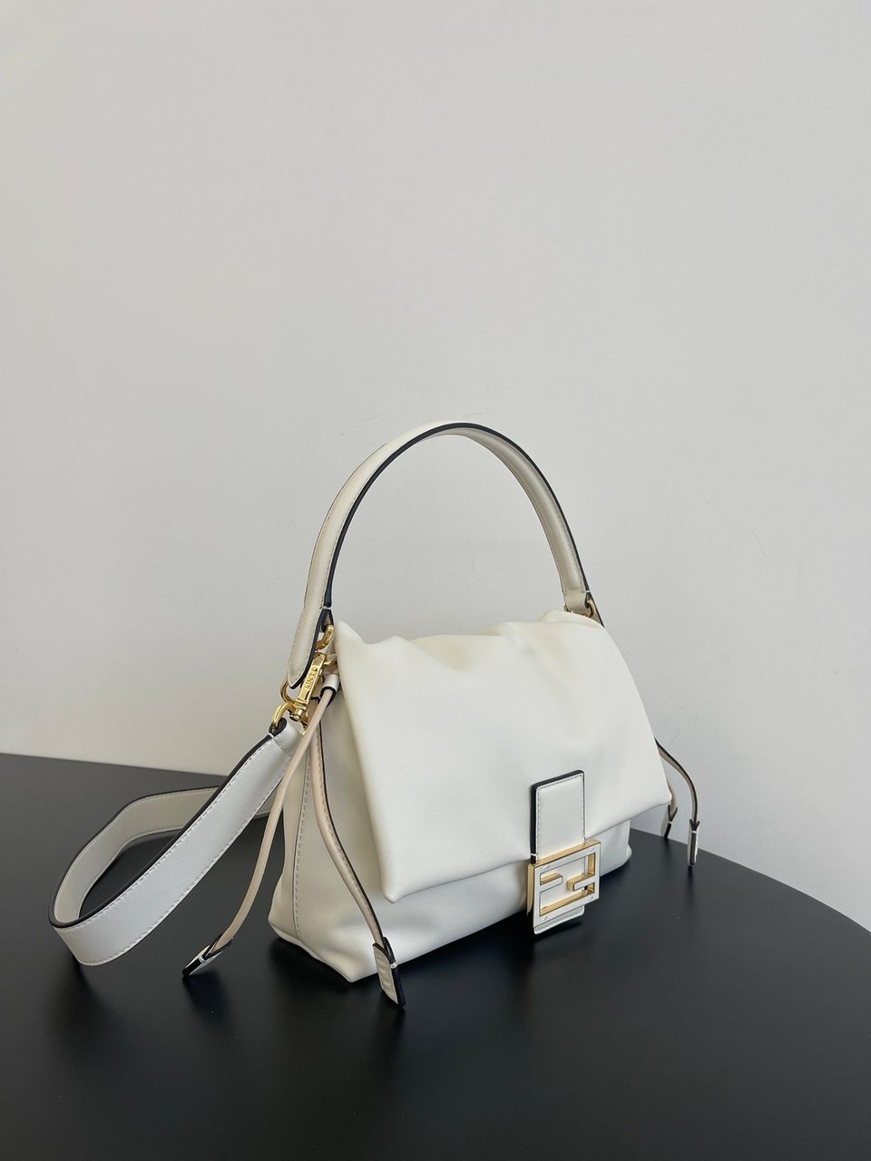 Fendi Mamma Baguette Medium Matcha White Nappa Leather Bag 26.5cm view 3
