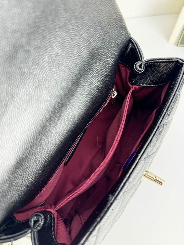 Chanel Coco Classic Flap 24cm/9.4in Caviar Leather Silver Hardware – Black view 8