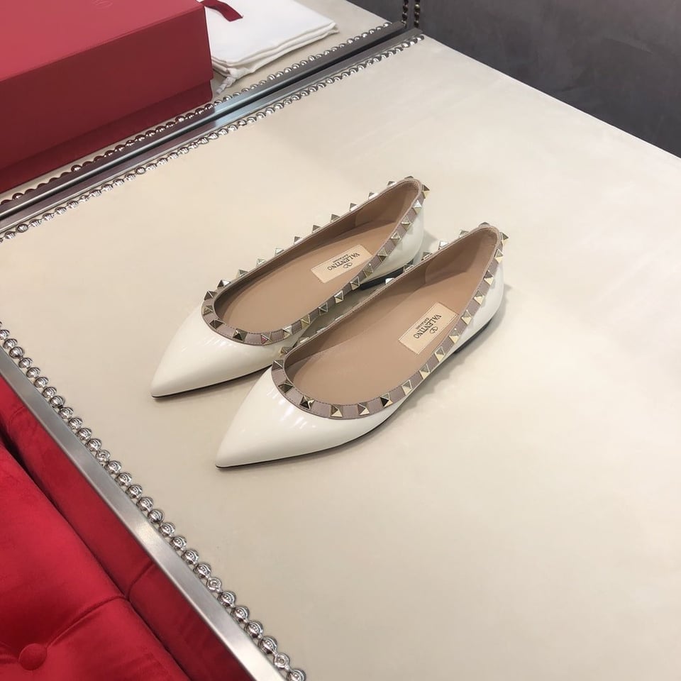 Valentino Patent Rockstud Ballet Flat White view 3