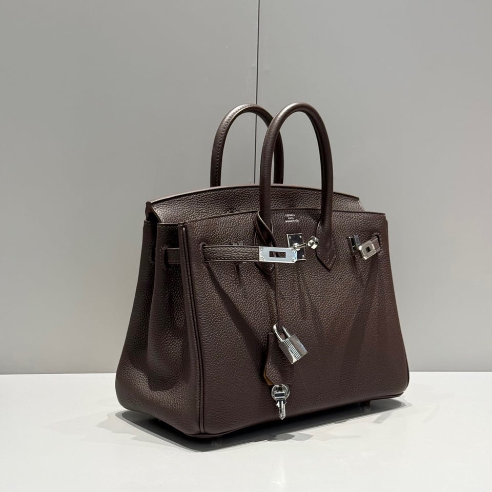 Hermes Birkin 25Cm Cafe Togo Leather Silver Hardware 237502 view 2