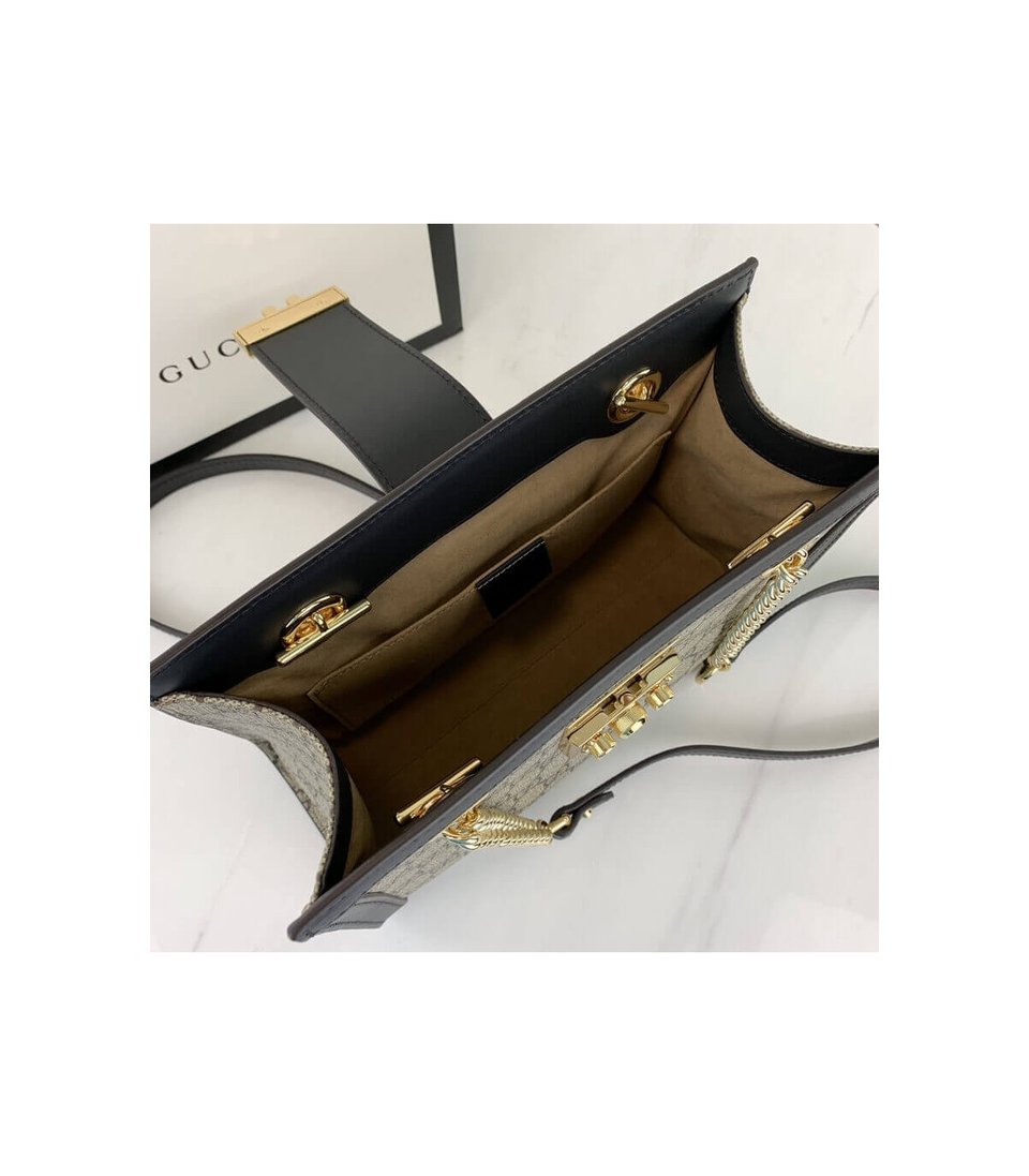 Gucci GG Supreme Padlock Small Shoulder Bag Black 26cm view 11