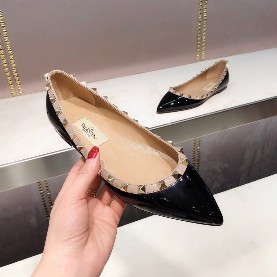 Valentino Patent Rockstud Ballet Flat Black Zw2S0403Vnwn91 view 10