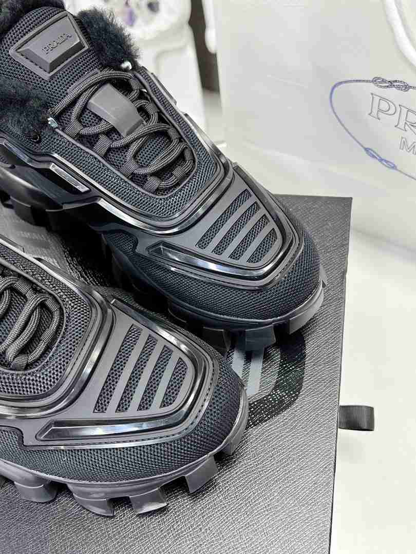 Prada Cloudbust Thunder Technical Fabric Sneakers Black view 8