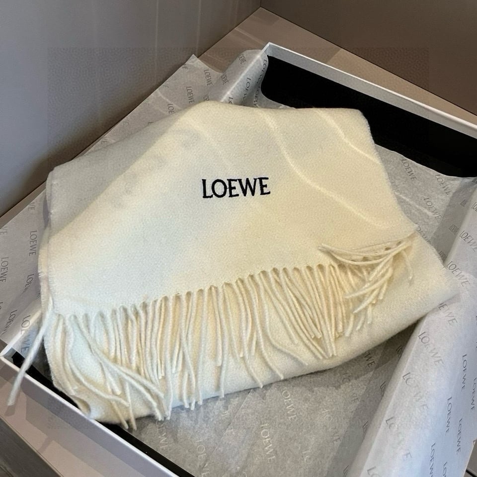 Loewe Mohair Scarf Soot Sprite White For Women 180cm view 5