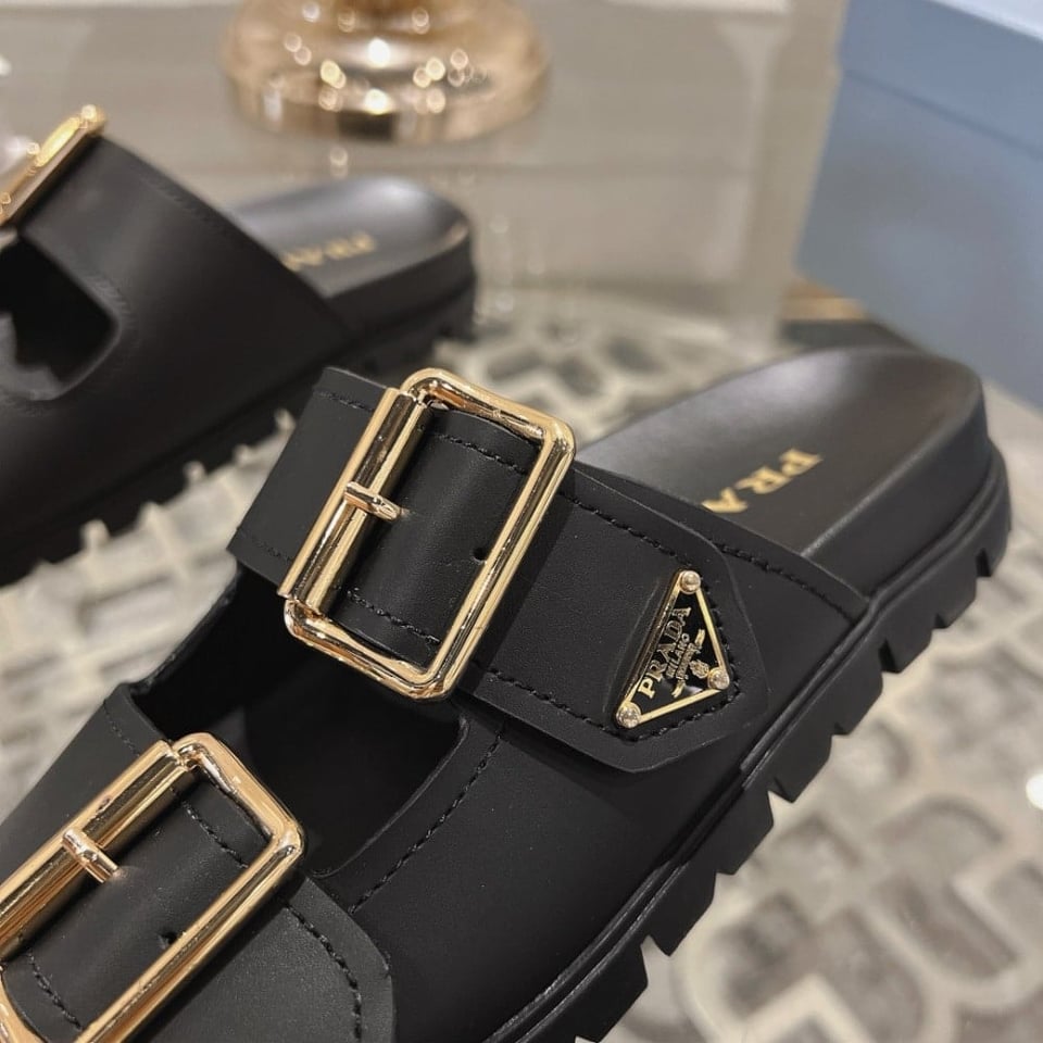 Prada Leather Strap Slides Black 1Xx692 3Lem F0002 F 020 view 5