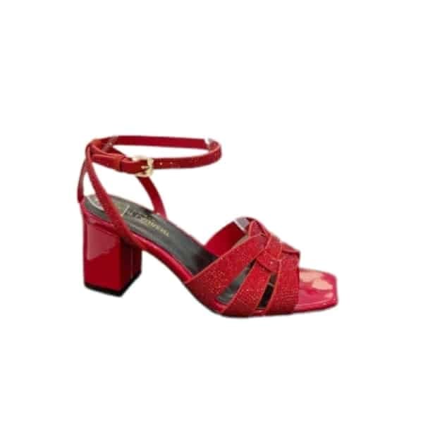 Saint Laurent Tribute Leather Sandals Metallic Red view 2