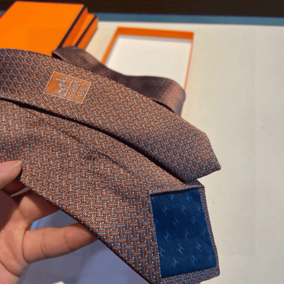 Hermes Pattern Canvas Tie For Men view 4