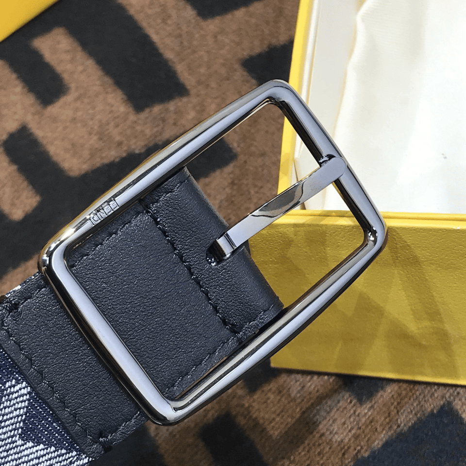 Fendi Silver Buckle FF Pattern 35mm Belt For Men view 7
